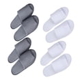 thumbnail image 2 of pares de pantuflas desechables para hombre, portátiles y plegables, ideales para viajes y hoteles (2 pares en blanco y gris)., 2 of 7