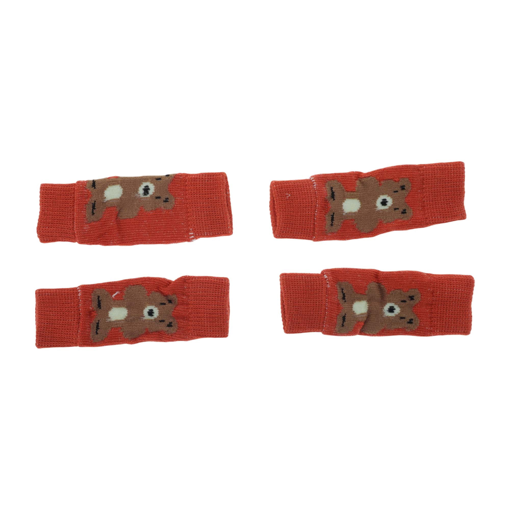 Unique Bargains Pack of 4 Dog Leg Soft Knitted Dog Socks Joint Protection Red Bear S
