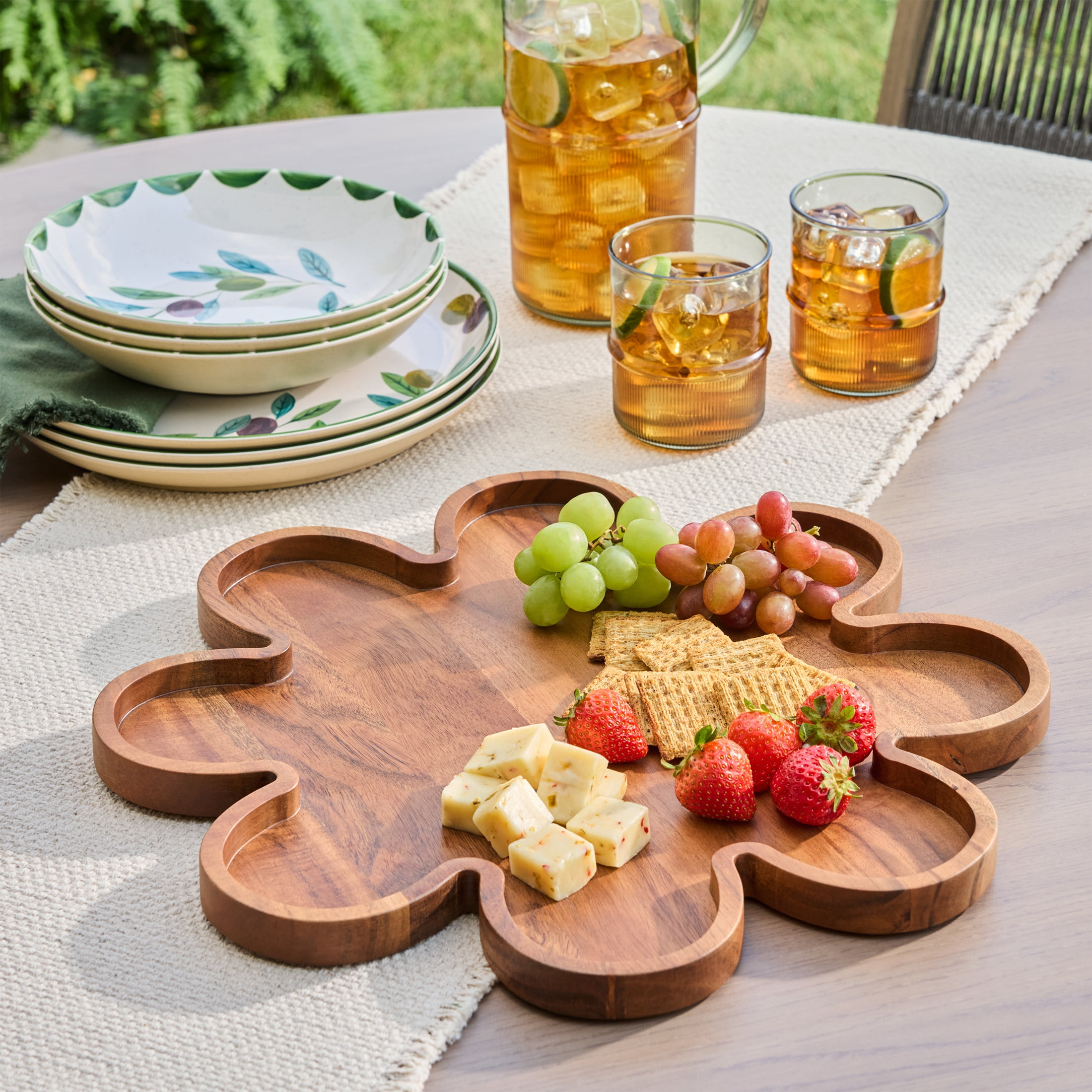 Better Homes & Gardens Acacia Wood Tray with Gold Handles