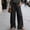 Black, variant on Juslio High Waist Linen Pants Women Elastic Waist Wide Leg Summer Office Wear Pants