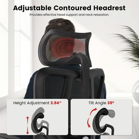 ACGAM - Ergonomic Mesh Gaming Chair with Lumbar Support - Black
