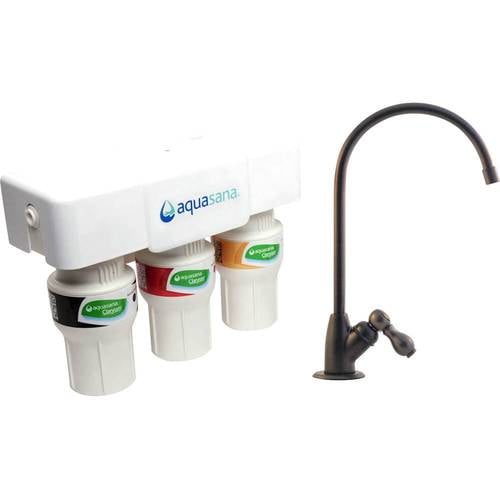Aquasana 3-Stage Under Sink Water Filter System - Kitchen Counter Claryum Filtration - Filters 99% Of Chloramine - Oil-Rubbed Bronze - AQ-5300