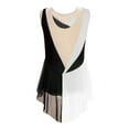 thumbnail image 2 of MSemis Kids Girls Shiny Diamond Color Block Mesh Splice Gymnastics Leotard Skating Jumpsuit Dance White 14, 2 of 7