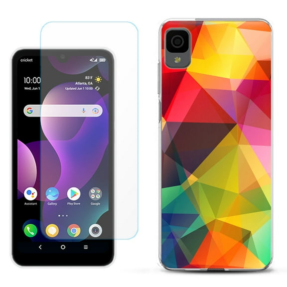 Slim-Fit Gel TPU Phone Case for TCL 30Z / 30 Z / 30 LE, with Tempered Glass Screen Protector, by OneToughShield ® - Polygon