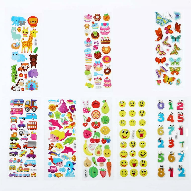 3D Stickers for Kids Toddlers 8 Different Sheets 3D Puffy Bulk