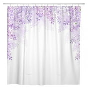 SUTTOM Purple Floral Lilac Flowers Pink Violet White Small Garden Shower Curtain 60x72 inch