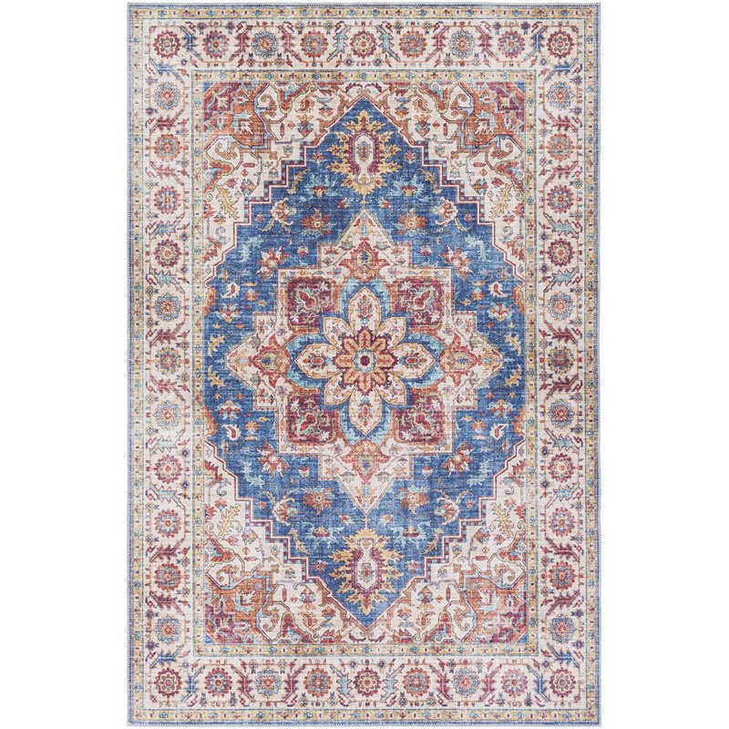 Iris IRS2300 3'6" x 5'6" Rug in Navy/Ice Blue/Ivory/Yellow/Wheat/Mauve