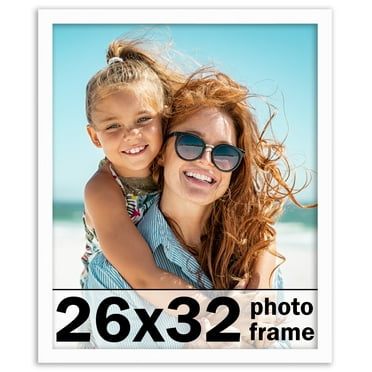 26x32 Frame White Solid Wood Picture Frame Includes UV Acrylic Shatter Guard Front, Acid Free Foam