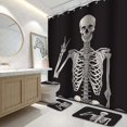 thumbnail image 1 of CPDD 4Pcs Salle de Bain Rideaux de Douche avec CPDD S, Crâne Noir Squelette Rock Ensembles de Salle de Bains avec Rideau de Douche et CPDD S et Accessoires Noir -, 1 of 7