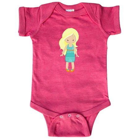 

Inktastic Fashion Girl Blonde Hair Blue Dress Orange Shoes Gift Baby Girl Bodysuit