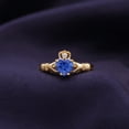 thumbnail image 2 of AFFY Heart Cut Simulated Blue Sapphire & Cubic Zirconia Claddagh Ring In 14k Yellow Gold Over Sterling Silver Jewelry Gift For Her Ring Size-10.5, 2 of 7