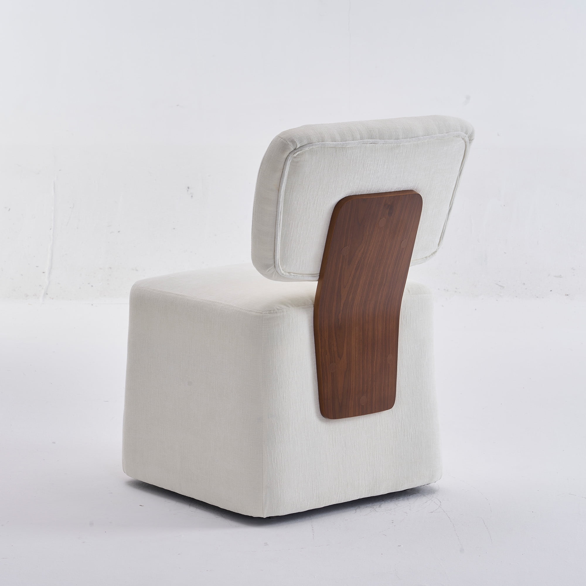 Jopath Modern Rolling Side Chair, Armless Dining Chair Linen Upholstered Dining Chair With Casters And Comfortable Foam Seat, 1-Piece For Living Room, Office, Bedroom