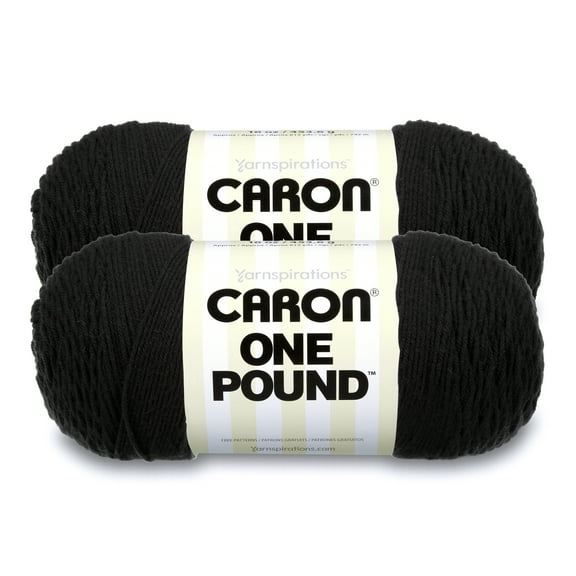 Caron® One Pound™ #4 Medium Acrylic Yarn, Black 16oz/454g, 812 Yards (2 Pack)