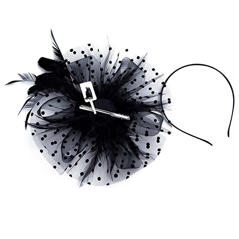 1547 Women\'s Fascinators Feathers Tea Party Hat Veil Headband And A Clip BABEYOND Fascinator Feather Hair Clip Tea Party Pillbox  main image 3
