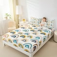 thumbnail image 4 of Manfei Boho Rainbow Pattern Twin Sheet Sets,bohemian Exotic Style Twin Fitted Sheet,Geometric Polka Dots Flat Sheet For Kids,Breathable Home Decor,3pcs, 4 of 7