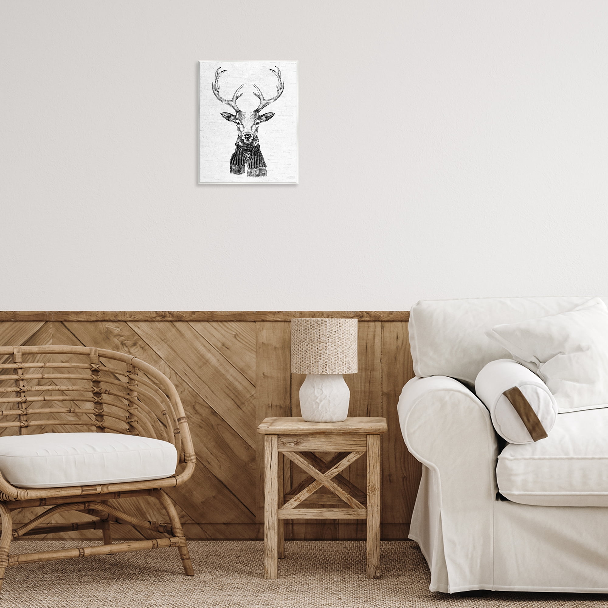Stupell Industries Monochrome Holiday Deer Animals & Insects Painting Unframed Art Print Wall Art, 11 x 14