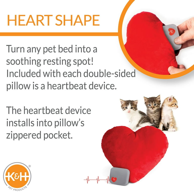 K H Pet Products Mother s OIF8 Heartbeat Plush Kitten Calming Toy Heart Pillow Red Kitten Heartbeat 6 Inch Walmart