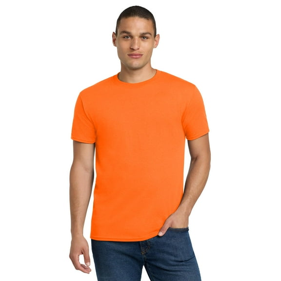 JERZEES Hi-Vis Safety T-Shirt for Men, Full Polyester, Moisture-Wicking Work Shirt, Safety Orange, S