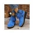 thumbnail image 4 of Frontwalk Women Ankle Boots Platform Tassel Boot Side Zipper Booties Walking Fashion Winter Shoes Ladies Casual Blue 10, 4 of 9