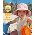 thumbnail image 3 of 2 Pack Kids Sun Hat UPF 50+ Toddler Bucket Hat Summer Sun Protection Cotton Beach Cap with Cute Cartoon Pattern for Boys Girls 1-6 Years, 3 of 7