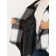 thumbnail image 5 of Abrigo delgado con cuello de solapa asimétrico de cuadros para mujer Inspire Chic, negro, 5 of 6