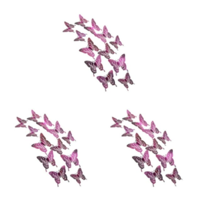 Transemion Glitter And Exquisite Stickers For Amazing Home Decor With Butterflies Various LK12 Rose Red 3Set