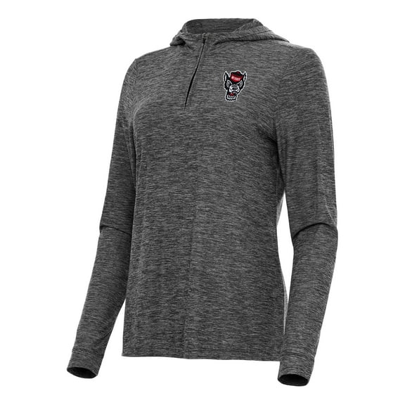 Women's Antigua  Heather Black NC State Wolfpack Daybreak Quarter-Zip Hoodie