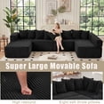 thumbnail image 3 of SEENYOO 146" U-Shaped Sectional Sofa, Modular Boneless Couch, 5-Seater Convertible Sleeper Sofa, Deep Seat, Corduroy Fabric, Black, 3 of 11