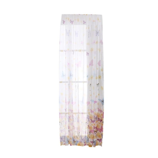 1 panel de puerta de patio de ventana de mariposa para dormitorio, sala de , cocina segundo Zulema Cortina de cocina transparente