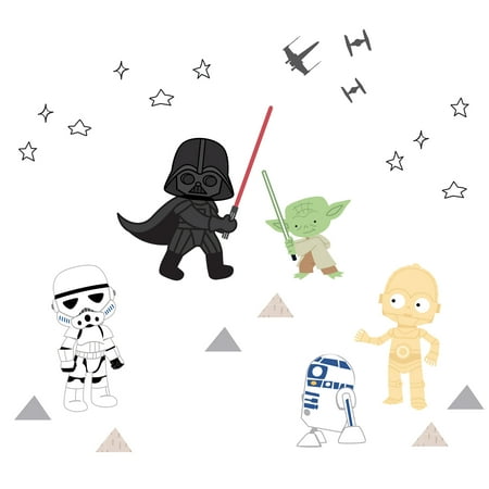UPC: 0084122015753 | Lambs & Ivy Star Wars Classic Wall Decals – Yoda Darth Vader R2-D2 C-3PO
