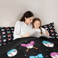 thumbnail image 4 of Manfei Ice Cream Baseball Twin Bedding Sets 7-Piece for Boys Girls,Kids Teens Blue Pink Bow Bedding Comforter Set,Black Reversible,Luxury Bedroom Decor, 4 of 7