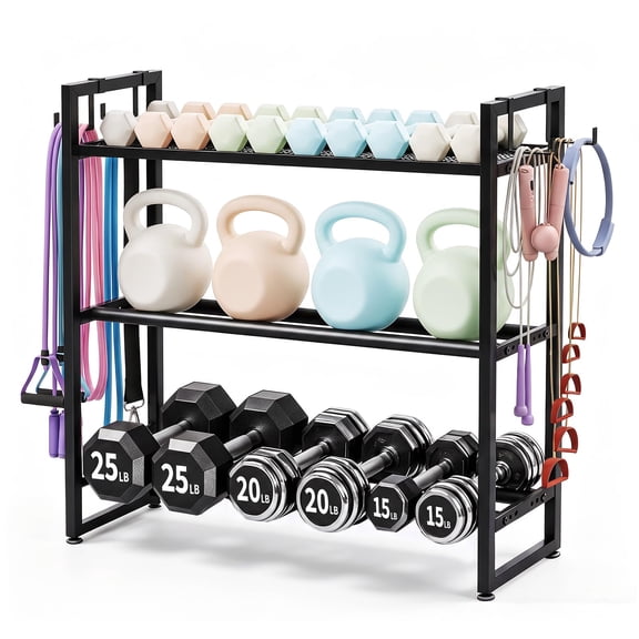 Heavy Duty 3-Tier Dumbbell Rack for Home Gym – Stores Kettlebells & Free Weights, 720 lbs Total Capacity (260 lbs per Tier) – 79x25x80 cm