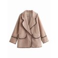 thumbnail image 2 of Women Winter Faux Fur Coats Long Sleeve Lapel Outerwear Cardigan Fashion Fur Coat Top Khaki L, 2 of 7