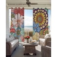 thumbnail image 4 of Boho Floral Blackout Curtains, Light Blocking Print Window Curtains, Bohemia Country Colorful Mandalas Flower Thermal Insulated Window Drapes for Living Room Kitchen Cafe 2 Panels, 84"W x 63"L, 4 of 9