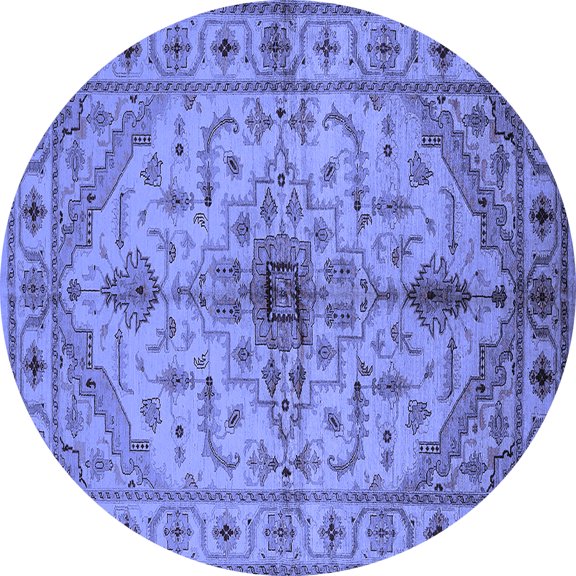 Ahgly Company Indoor Round Oriental Blue Industrial Area Rugs, 7' Round