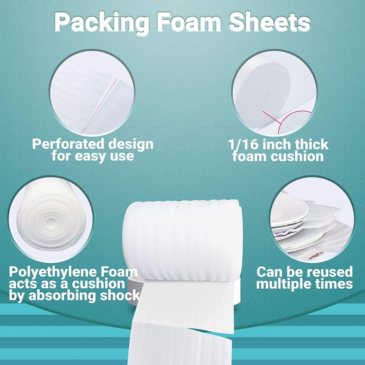 Dropship PUREVACY Foam Wrap Roll For Packing. 6 Rolls Of White Packing Foam  Sheets For Moving 12 X 60' Thick Poly Packing Foam Roll; Moving Supplies  For Dishes And Glasses; Dish Packing