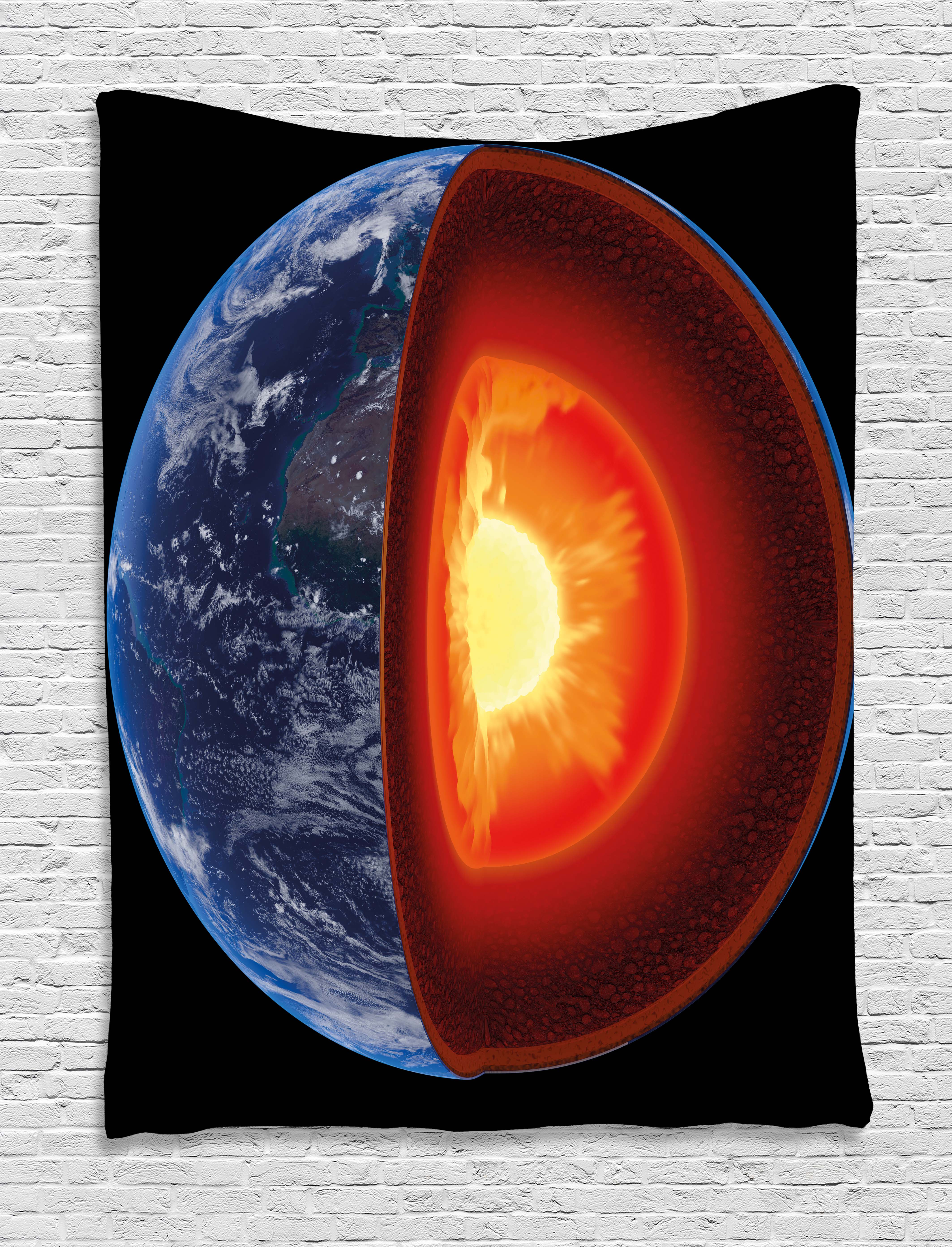 Earth Tapestry, Hot Burning Earth Core Structure with Geological Layers