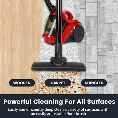 Bagless Canister 2.0L Vacuum Cleaner, Lightweight Powerful Vacuum for Carpets and Hard Floors with Handle (Red)