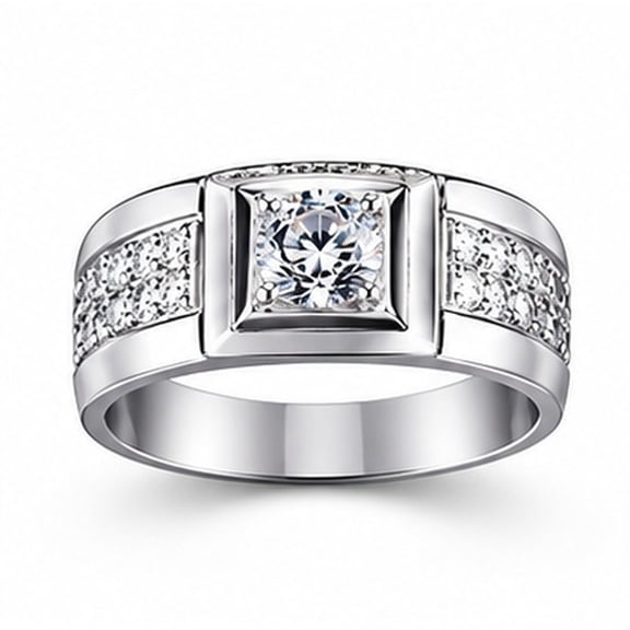 TABLZONE Micro Pave Ring for Men Adjustable Open-End Everyday Wear