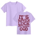 thumbnail image 3 of Wxirdiow Girls Outfits Girls Crewneck Short Sleeve Graphic Tees Letter Print Shirts Cute Summer Outfits Light Purple Size,5-6 Years, 3 of 6