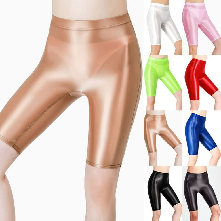 Women Sheer Shiny Glossy Wet Soft Stretchy Oil Leggings Yoga Shorts Pants -  Walmart.com