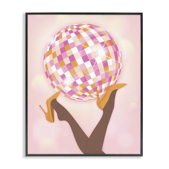 Stupell Industries Art Deco Disco Ball Retro Dancing Legs Black Framed Giclee Art, 24 x 30, by Martina Pavlova
