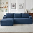 thumbnail image 2 of Aukfa 96" L-Shaped Cloud Sectional Sofa, Modular Boneless Couch with Deep Seat, Left-Facing Chaise, Corduroy Sleeper Sofa for Living Room, Blue, 2 of 8