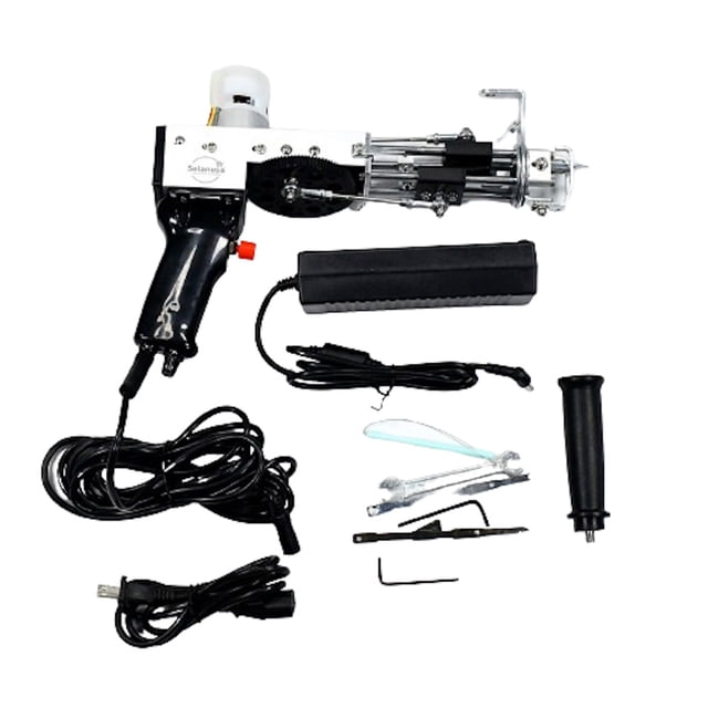 Pistola Eléctrica Tufting Bucle Fleco Selanusa Negro/Blanco