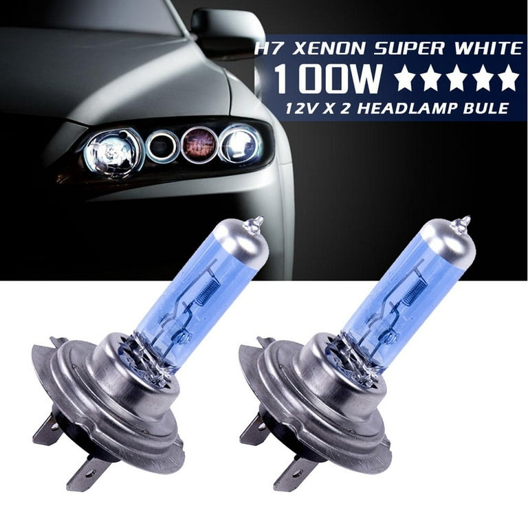 Sufanic White 12V H7 100W Xenon Lamp Halogen Car Headlight Bulbs Super  Bright,Pack of 2 