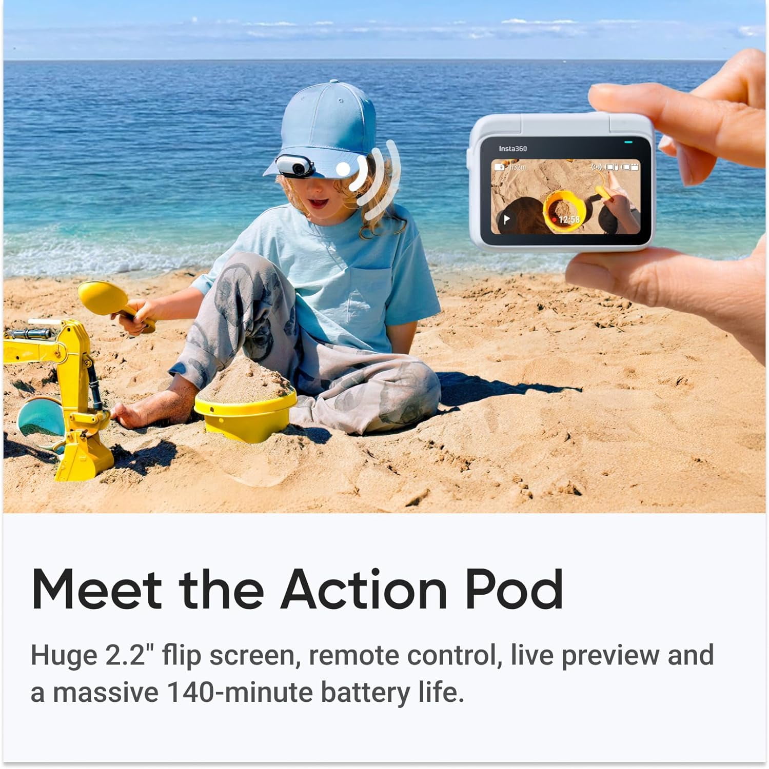 Insta 360 GO 3S (White) 64GB Tiny Mighty 4K Action Vlogging Camera + Invisible Selfie Stick