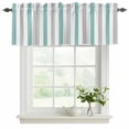 thumbnail image 2 of 2 Panels Turquoise Grey Stripe Valance for Windows, Modern Farmhouse Vertical Striped Light Filtering Kitchen Curtains, Rod Pocket Window Treatment Curtain Valances for Living Room Bedroom, 42"x12", 2 of 9