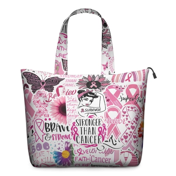 Pink Breast Cancer Travel Tote Bags for Women Carry On,Large Weekender Bags for Women Travel,Multi Functional Duffle Bag for Work,Shopping,Sports