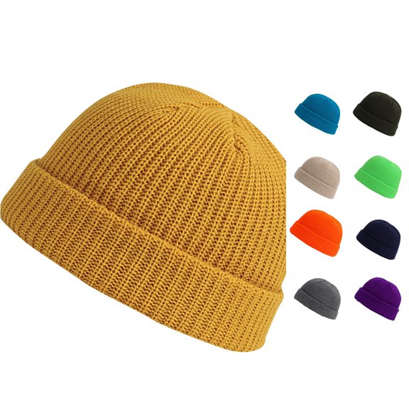 LiuXxxx Winter Knitted Baseball Caps for Men Women Solid Color Casual Hat Warm Thick All-Season Unisex Fashion Headwear Yellow
