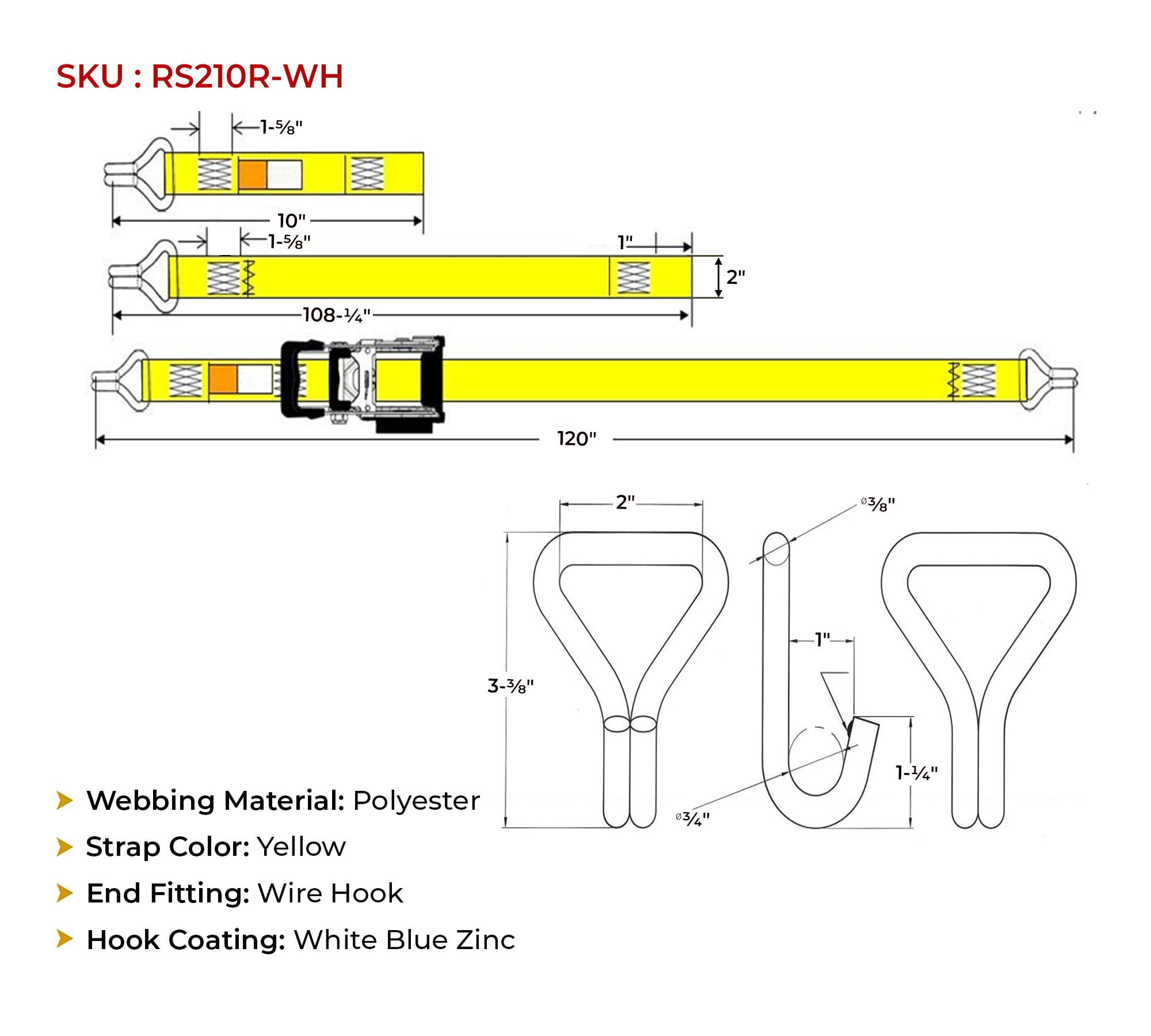 4 Pack 2" x 10' Retractable Ratchet Straps with Double J-Hook - 3,300 lbs Breaking Strength - Yellow Auto Retract Ratchet Tie Down Strap for Motorcycles, ATVs, Bikes, Boat Trailer